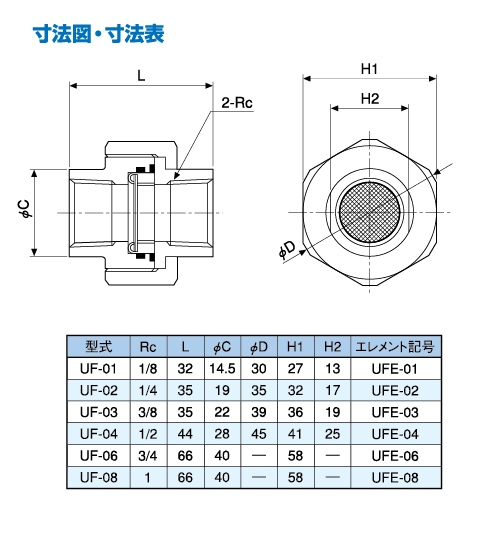 株式会社ツカサの製品「ユニオン式小型ラインフィルタ」の設計図